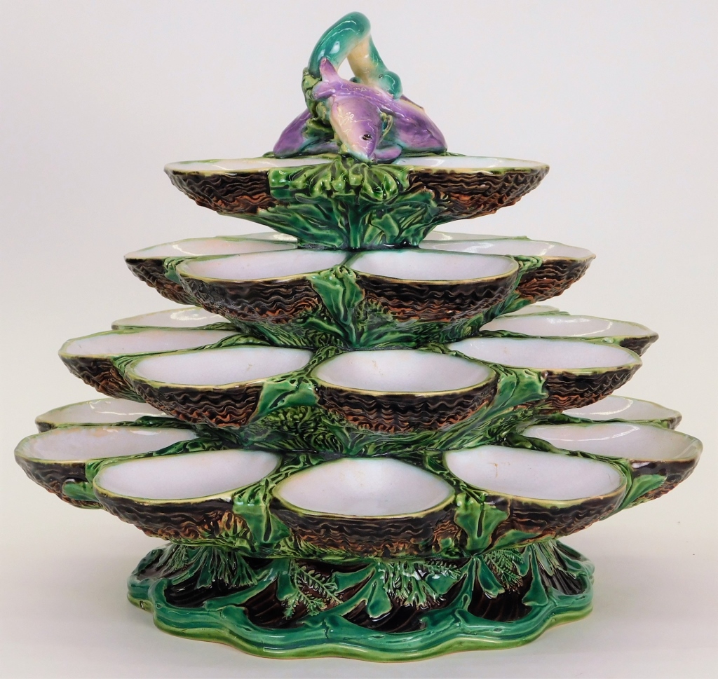 RARE ENGLISH MINTON MAJOLICA TIERED