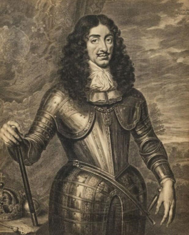 RARE ENGRAVING, KING CHARLES II,