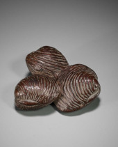 RARE EXOTIC WOOD NETSUKE OF 3