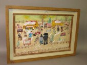 RARE FRAMED WATERCOLOR ON PAPE