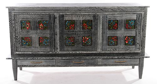 RARE FRENCH CERUSED OAK SIDEBOARD