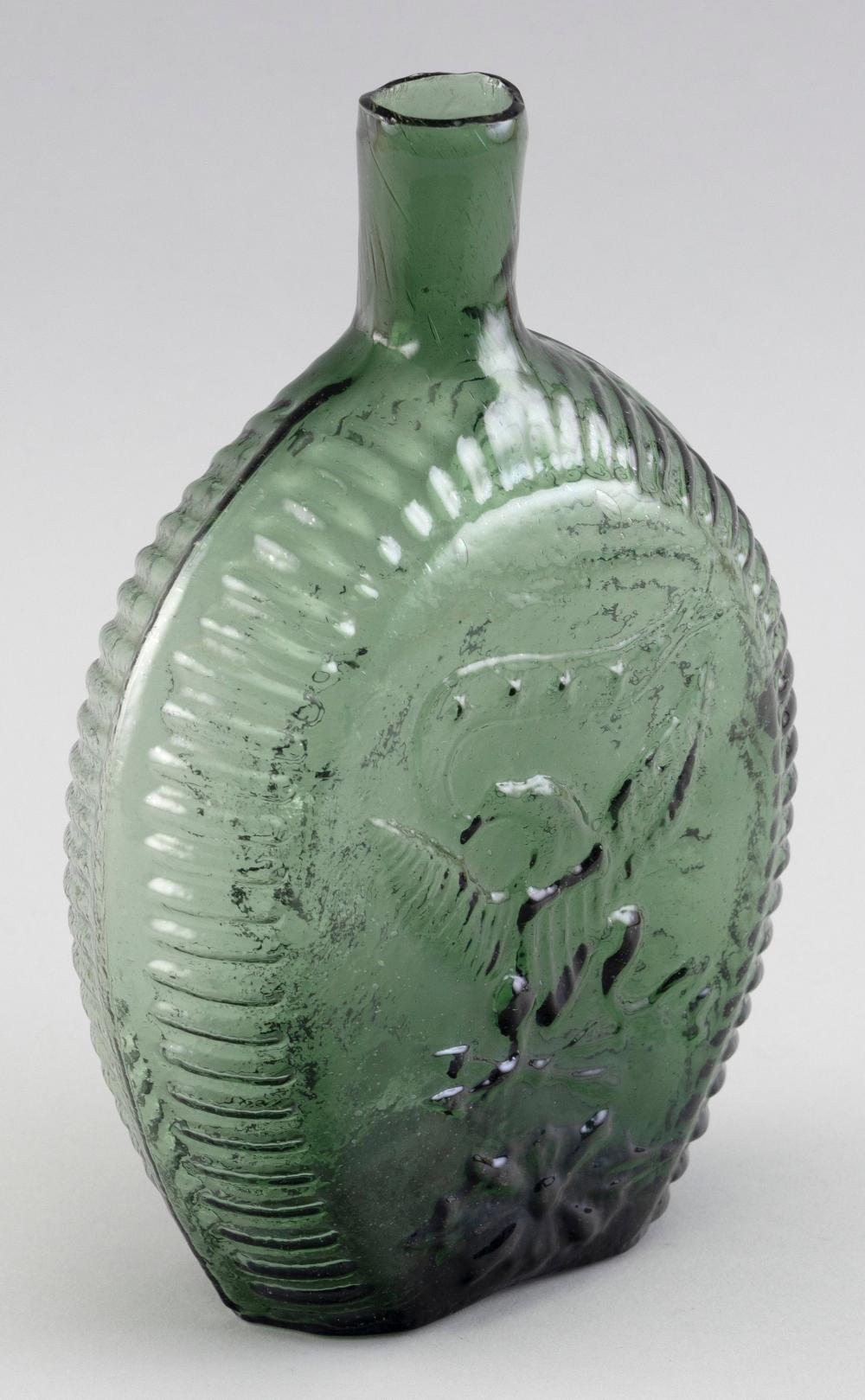 RARE GREEN GLASS GII-26 EAGLE FLASK