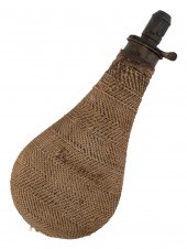 RARE GUNPOWDER FLASK 19TH CENT