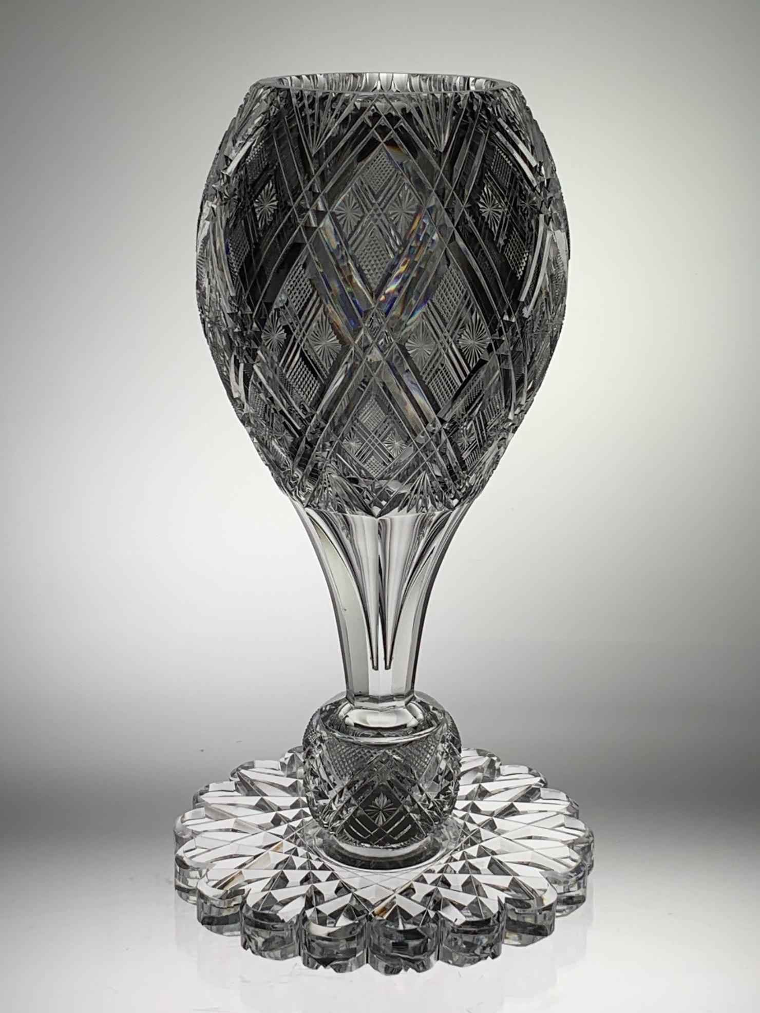 RARE HAWKES CUT GLASS 2 PART FOOTED