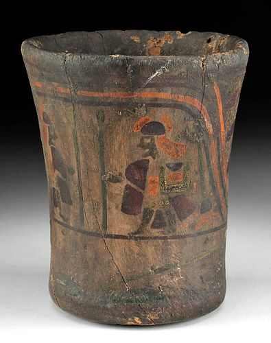 RARE INCA PAINTED WOOD KERO W/