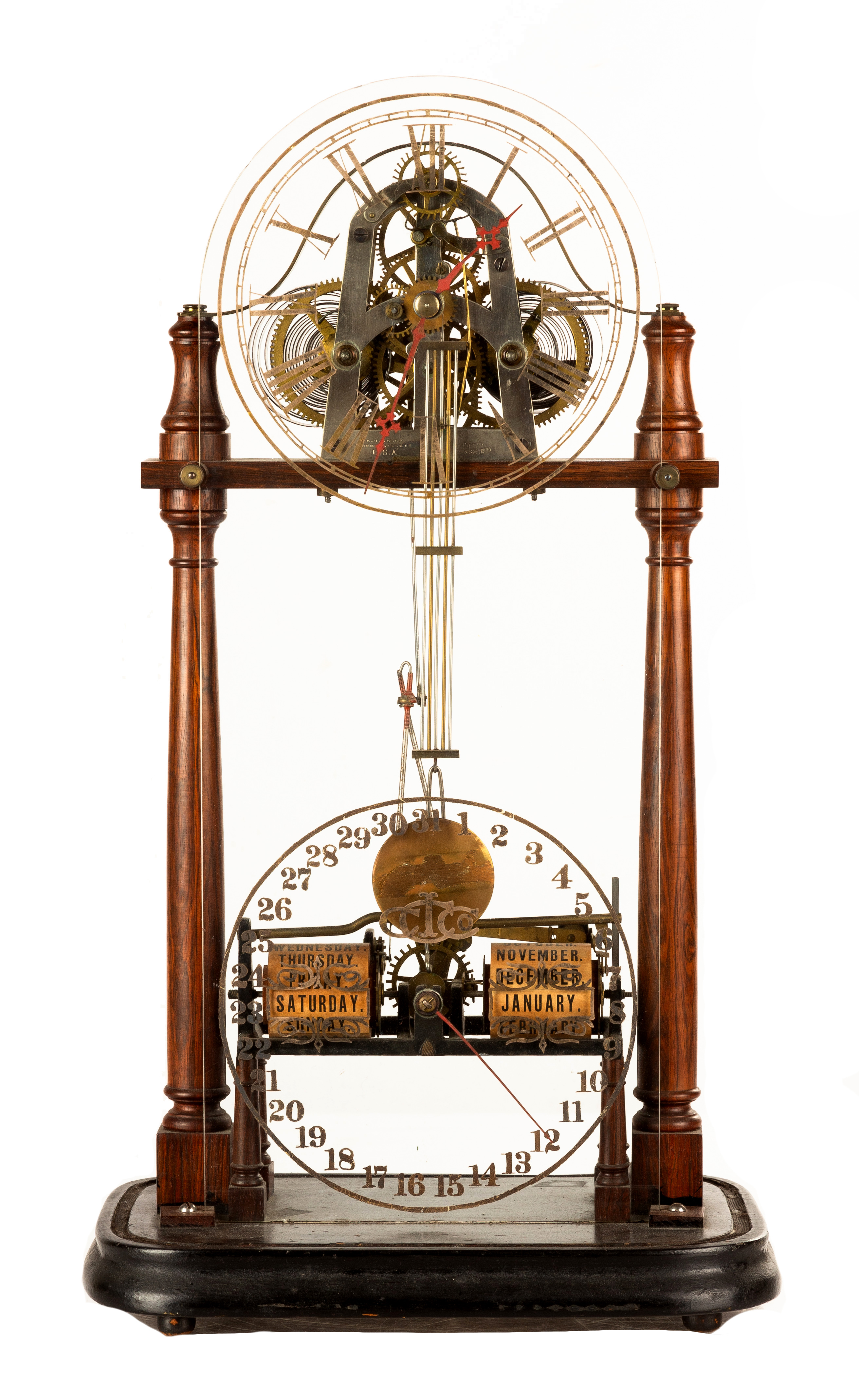 RARE ITHACA SKELETON CLOCK E. N.