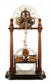 RARE ITHACA SKELETON CLOCK E.