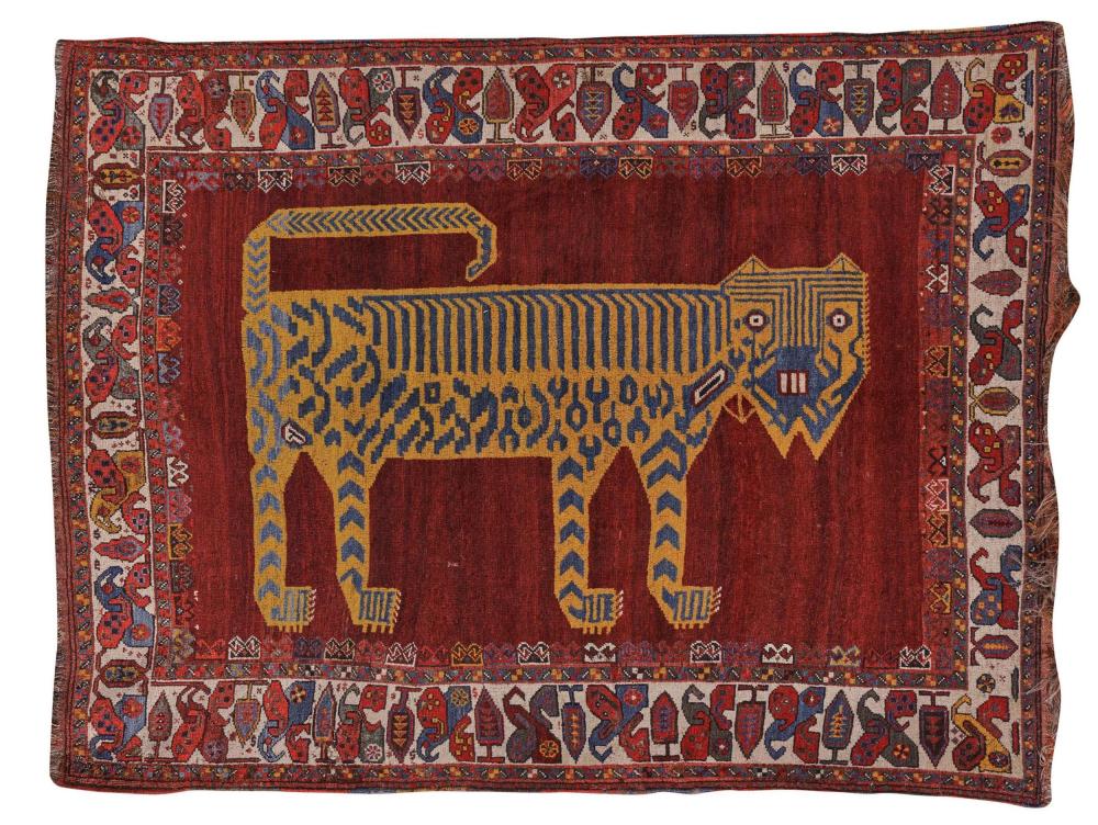 RARE KHAMSEH TIGER RUG, PERSIA, MID