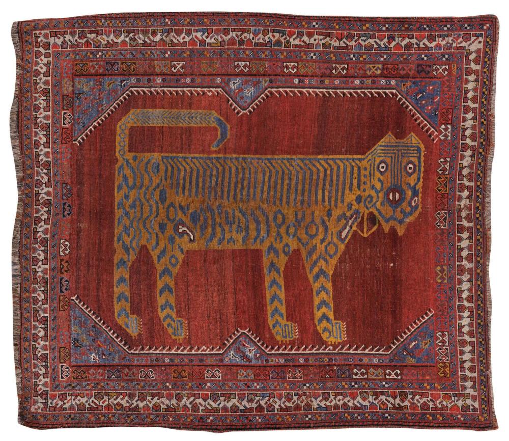 RARE KHAMSEH TIGER RUG, PERSIA, MID