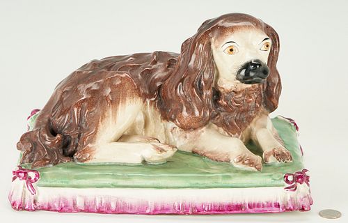 RARE LARGE STAFFORDSHIRE SPANIEL ON