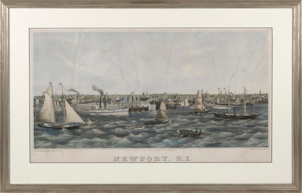 RARE LITHOGRAPH “NEWPORT R.I.” 19TH