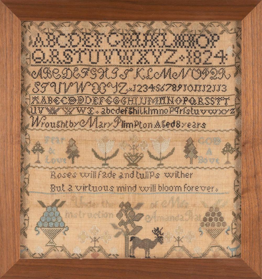 RARE MAINE SAMPLER DATED 1824 17” X