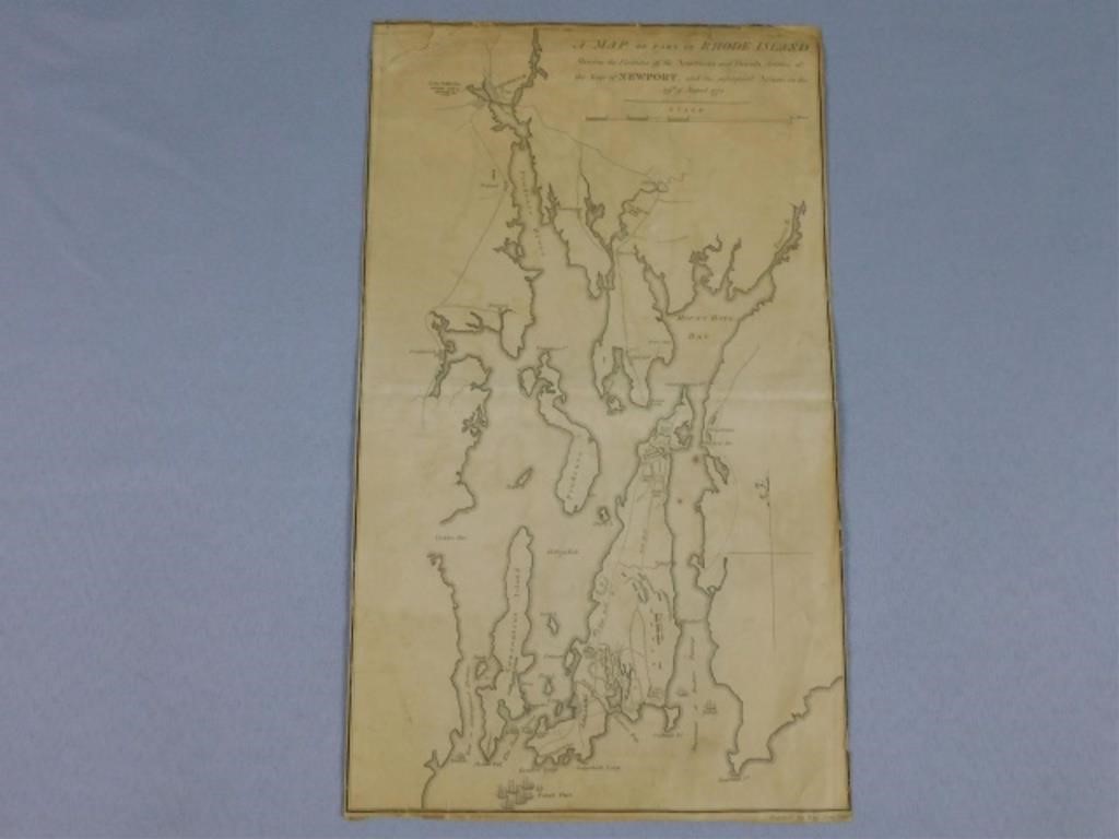 RARE MAP OF THE BATTLE OF RHODE