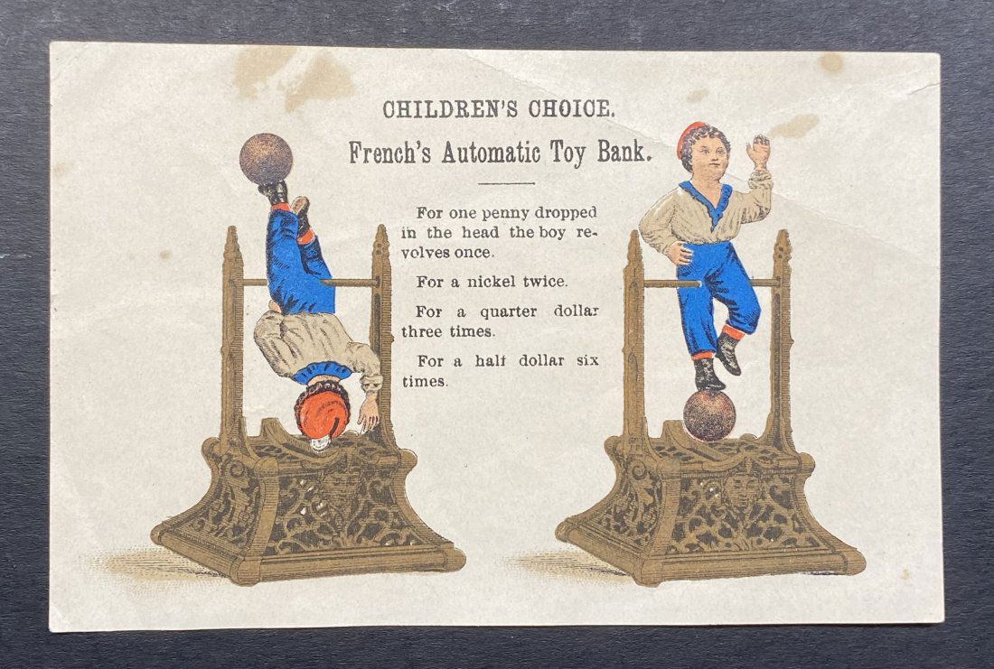 RARE MECHANICAL BANK TRADE CARD FOR