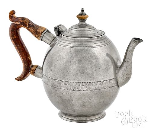 RARE NEW YORK CITY PEWTER TEAPOT,