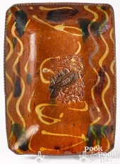 RARE OBLONG REDWARE LOAF DISHR