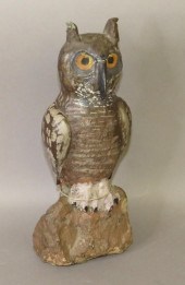 RARE OWL SHAPED FIGURAL WINDOW