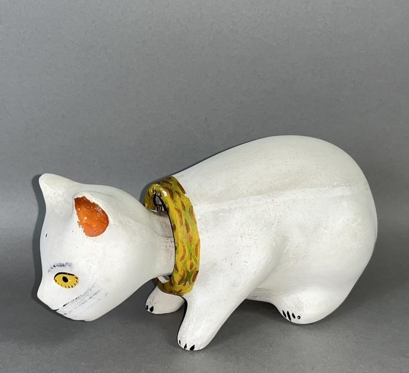RARE PA CHALKWARE NODDING CAT CA.