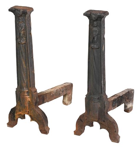 RARE PAIR GOTHIC FIGURAL CAST