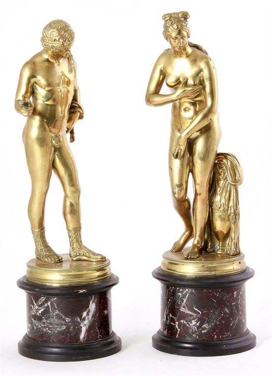 Rare pair Italian bronze figures of
