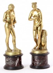 Rare pair Italian bronze figur