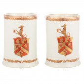 RARE PAIR OF ARMORIAL MUGS EAR
