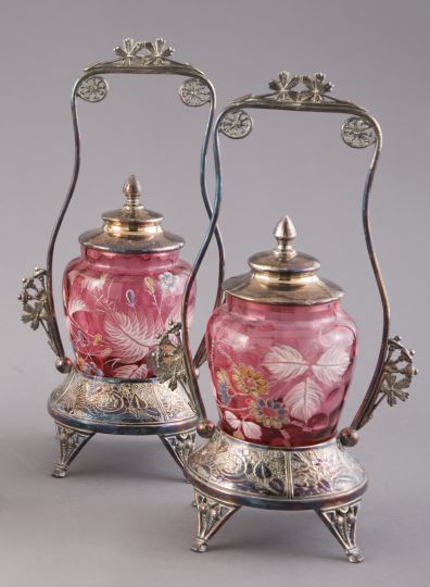 Rare Pair of Bohemian Enameled