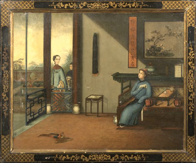 Rare Pair of Chinese Oil on