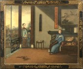 Rare Pair of Chinese Oil on Ca