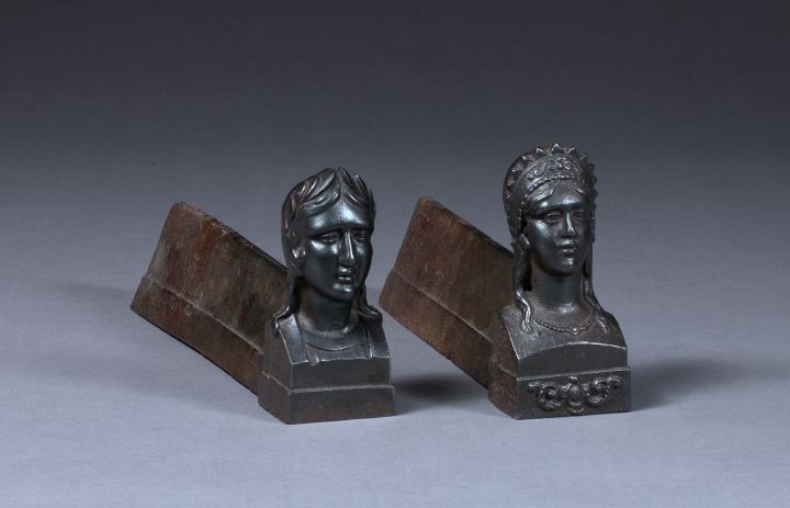 Rare Pair of French Cast-Iron Low