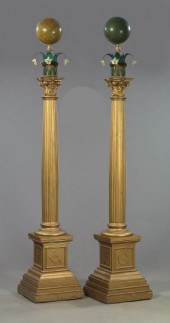 Rare Pair of Masonic Columnar