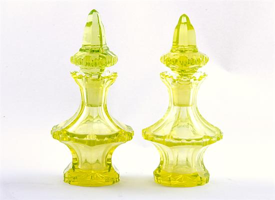 Rare pair uranium glass perfume