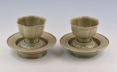 RARE PAIR YAOZHOU CELADON CUPS