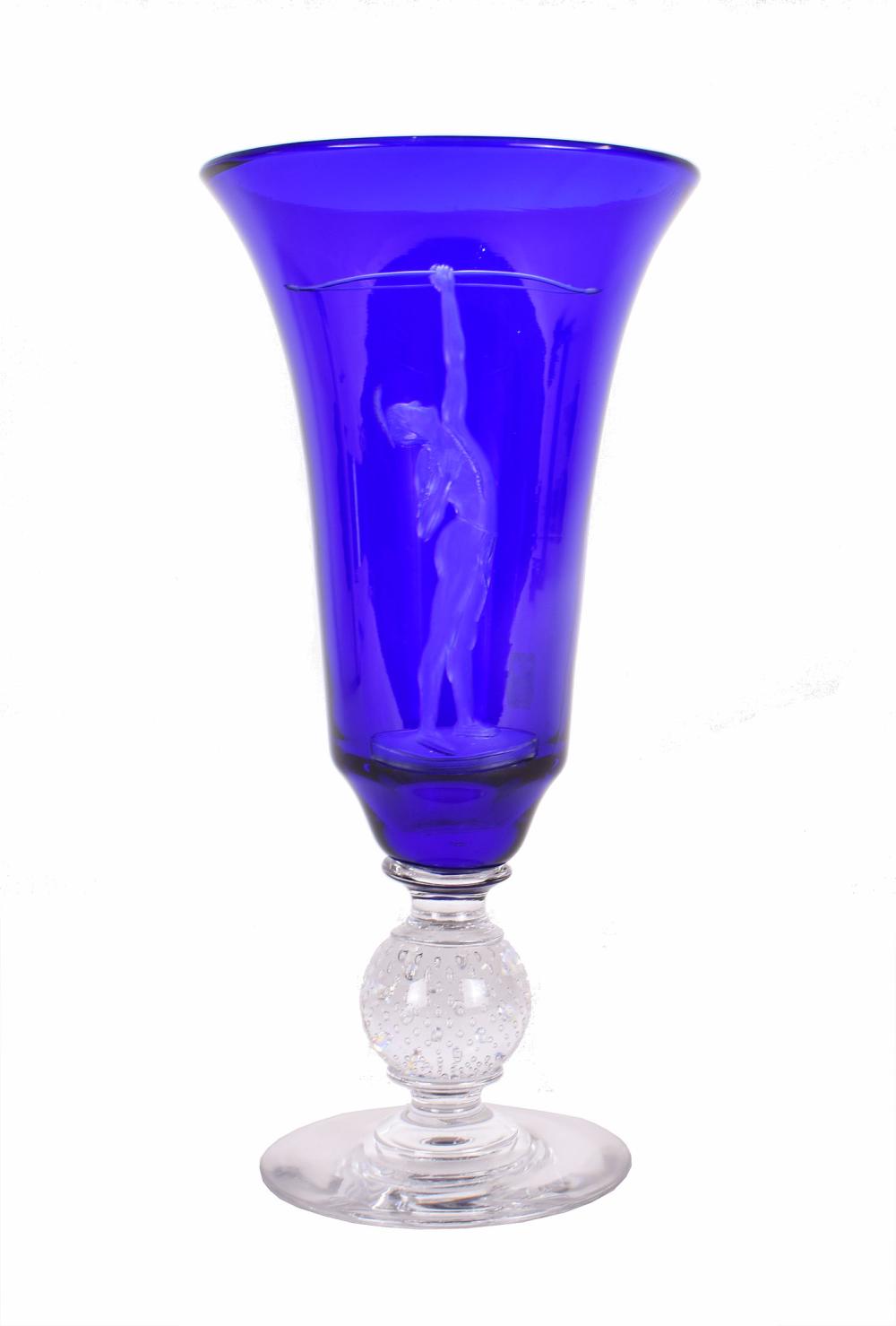RARE PAIRPOINT ACID ETCHED BLUE
