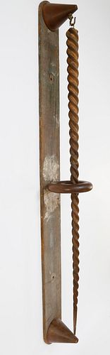 RARE PLUMB BOB, CARVED WOOD TO