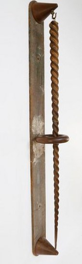 RARE PLUMB BOB, CARVED WOOD TO