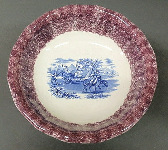Rare purple spatterware washbowl