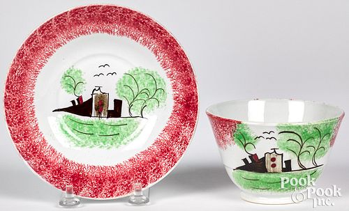 RARE RED SPATTER FORT CUP AND