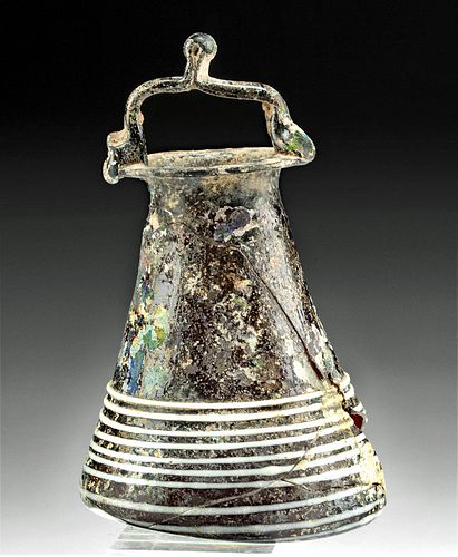 RARE ROMAN GLASS BALSAMARIUM W/
