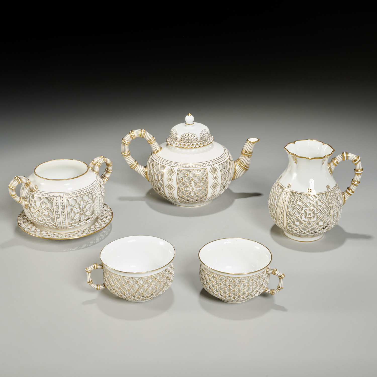 RARE SEVRES (6) PIECE RETICULATED