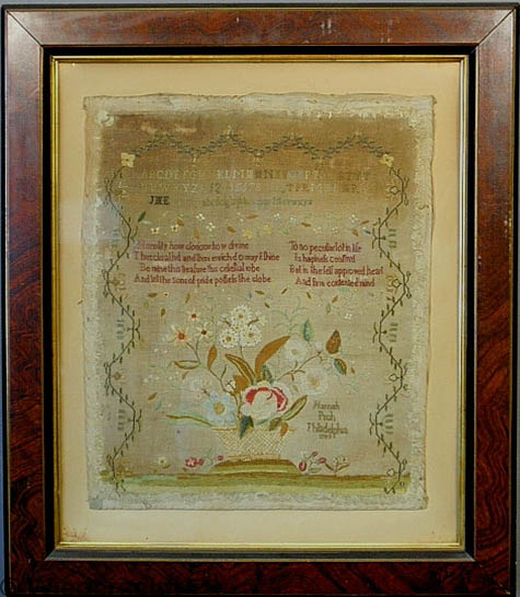 Rare silk on linen sampler