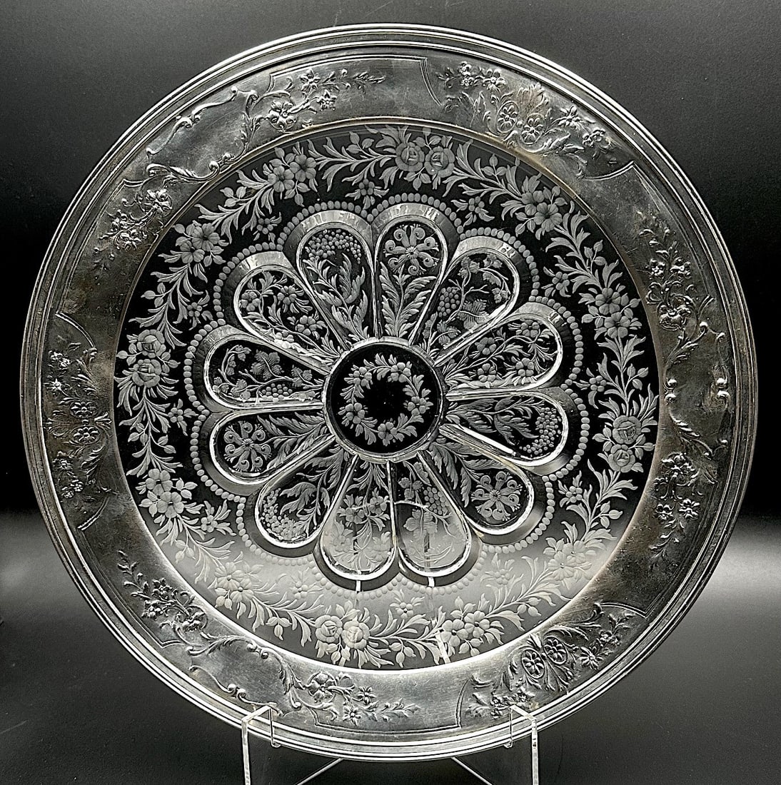 RARE SINCLAIRE CUT GLASS ROUND TRAY