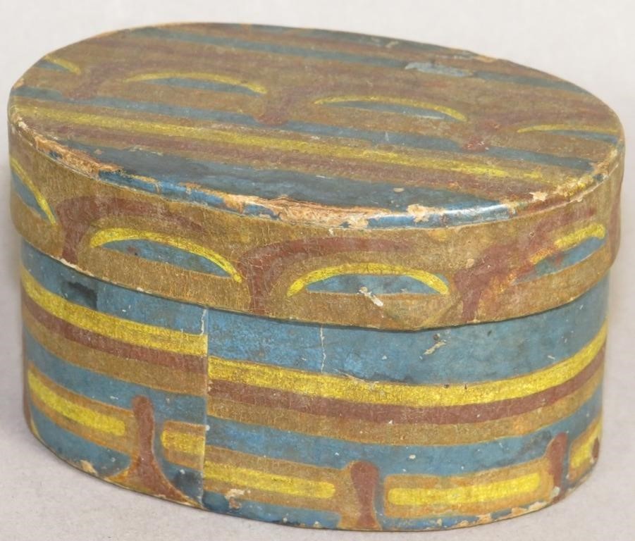RARE SMALL WALLPAPER COVERED OVAL