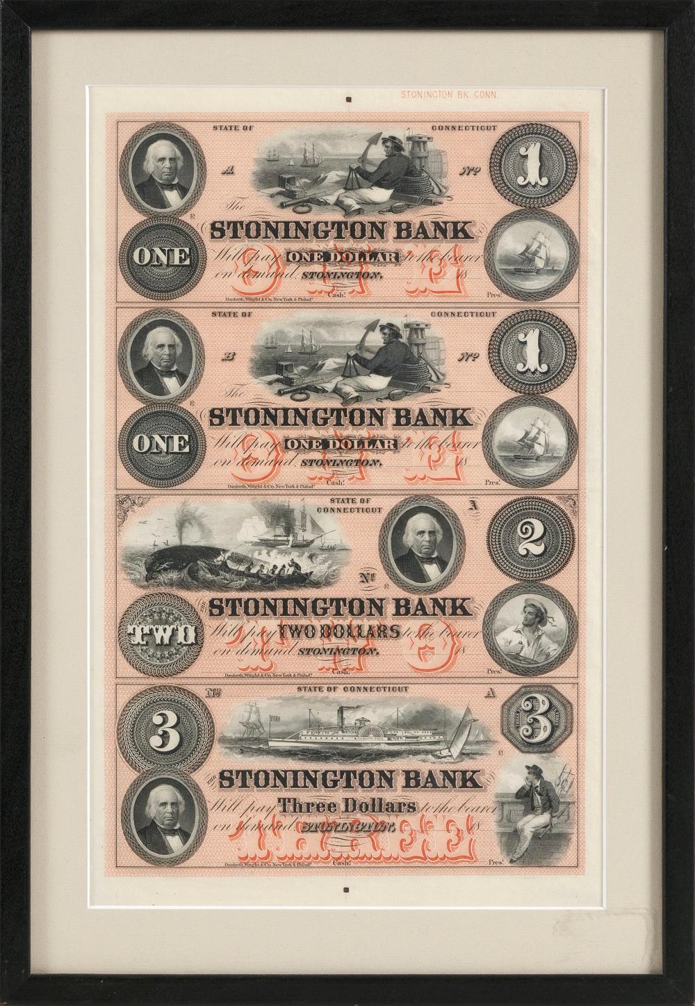 RARE UNCUT SHEET OF STONINGTON BANK