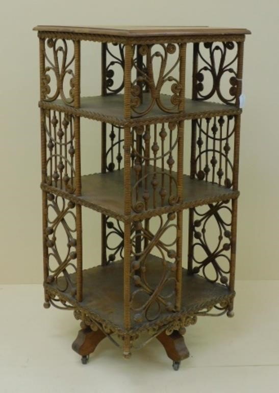 RARE VICTORIAN WICKER REVOLVING