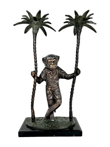 RARE VINTAGE MONKEY BRONZE PALM