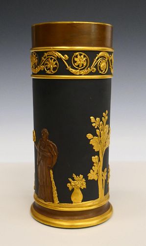 RARE WEDGWOOD BLACK BASALT & GOLD
