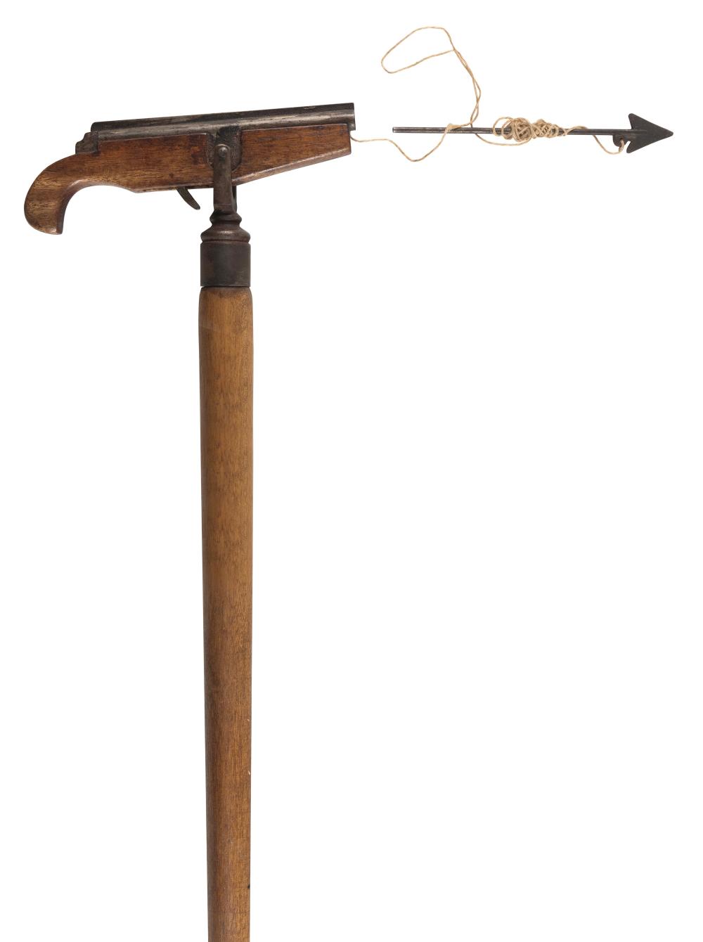 RARE WHALING IRON MOTIF CANE LATE