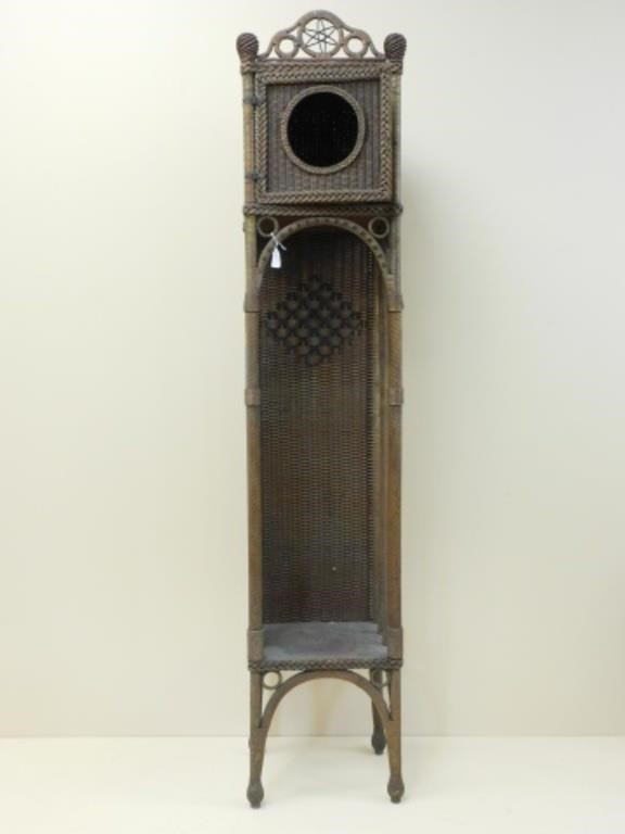 RARE WICKER GRANDFATHER CLOCK CASE,