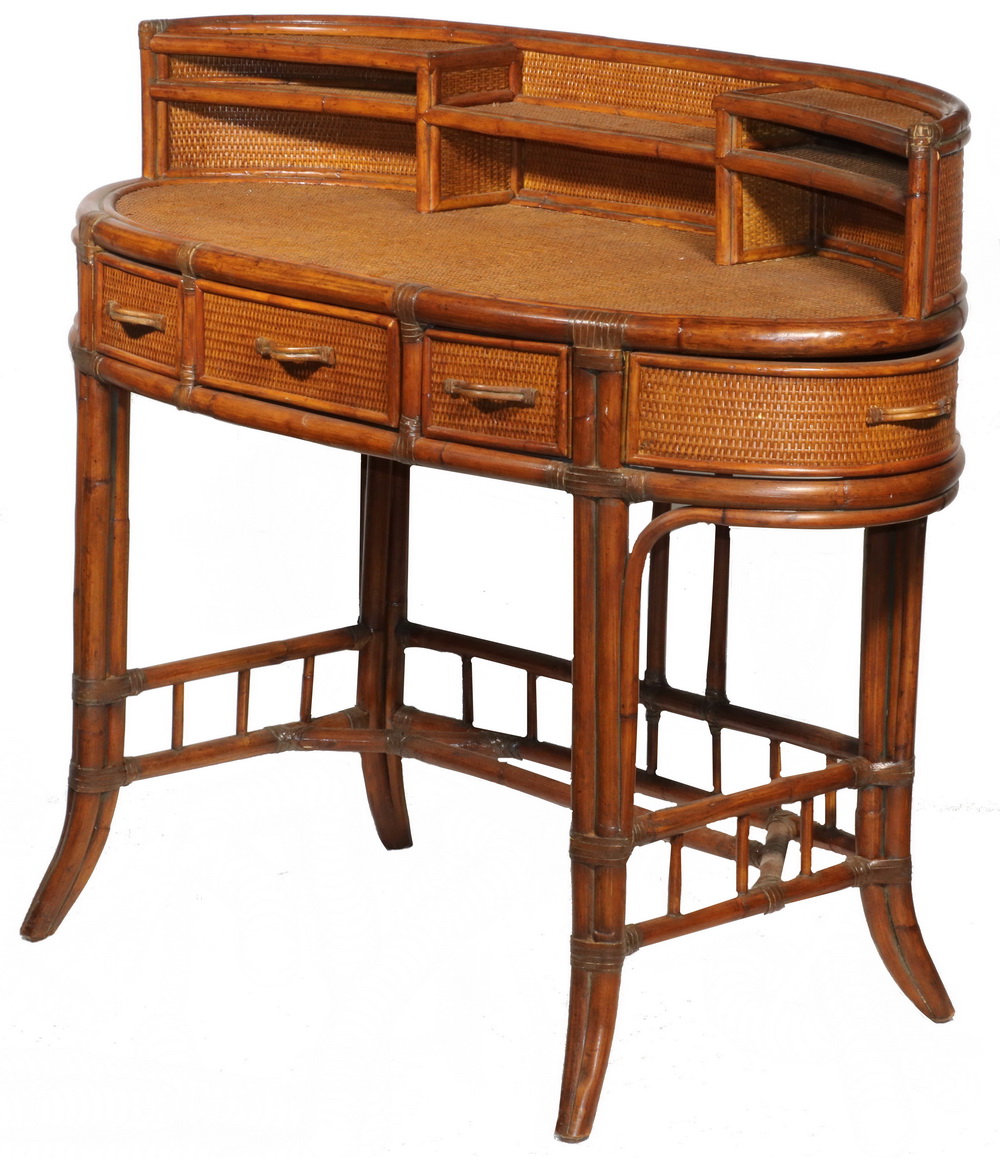 RATTAN AND BAMBOO DESK BY PALECEK